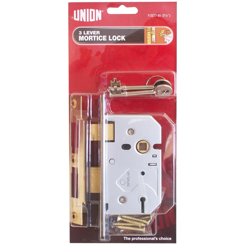 Union 3 Lever Mortice Lock Polished Brass 2.5 inch Gallery Image