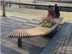 RailRoad 470mm high planter in mid-position of curved bench & straight bench Gallery Thumbnail