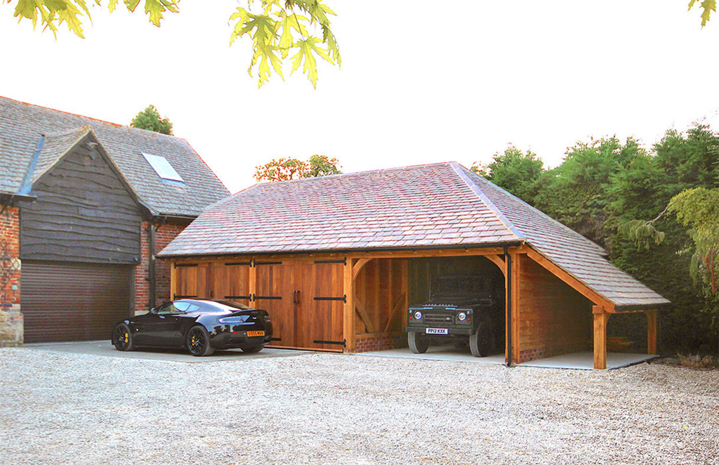 3 bay oak garage barn. Gallery Image