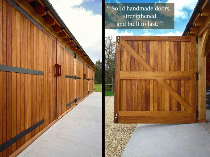 Handmade oak garage doors. Gallery Image