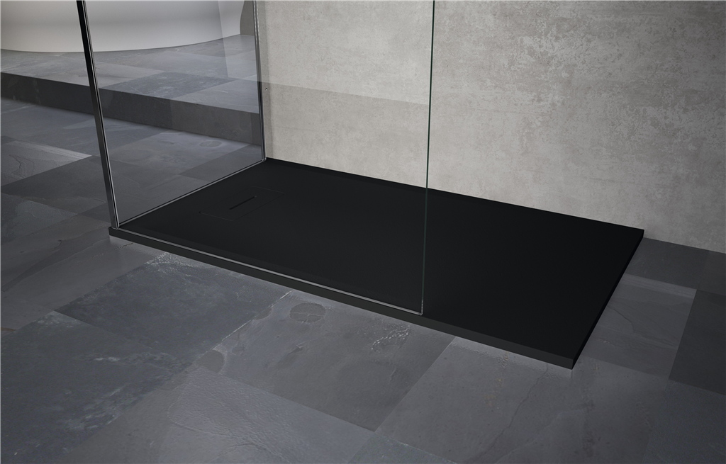 Novosolid Shower Tray in Black - Soft Touch Textured Surface & Customisable  Gallery Image