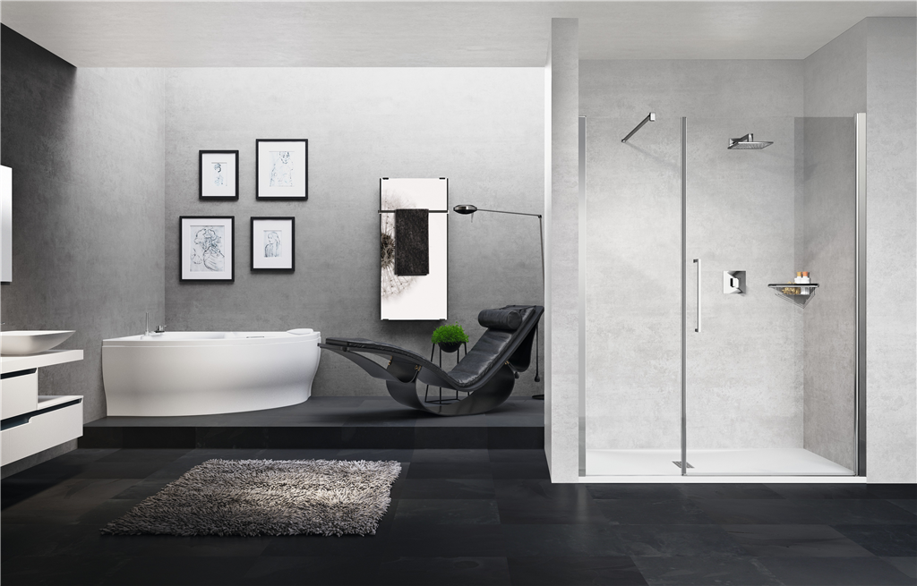 Young G+F Inline Hinged Shower Door - Chrome - Rise & FAll Hinge Gallery Image