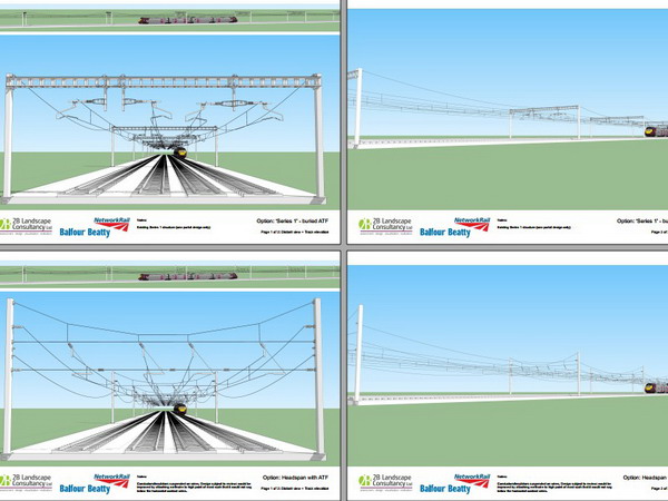We modelled options for alterations to the Overhead Line Electrics that Network Rail and partners suggested in a workshop. The models help us to understand the extent of the landscape and visual impact in this sensitive AONB location. Gallery Image