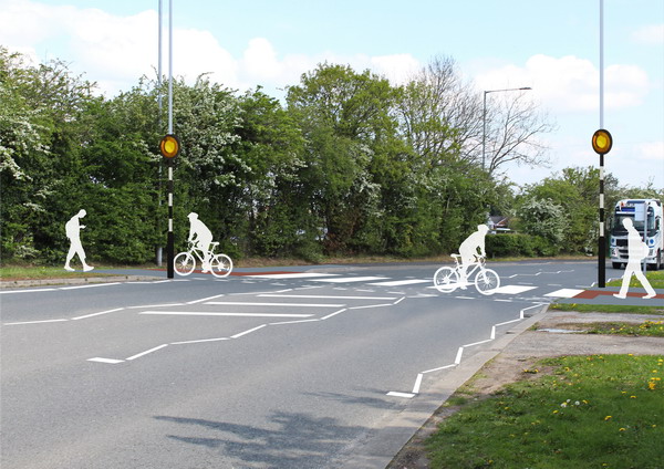 Flintshire Council appointed Local Transport Projects to develop a cycleway. By using the plans provided, 2B created a simple line graphic to help explain and visualise how the cycleway would cross the busy road. Gallery Image