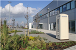 The design for Siemens' office main entrance at the new wind turbine factory in Hull incorporated Sustainable Drainage (SuDS). Permeable 'Flexipave' surfacing, with large areas of planting and trees. Gallery Thumbnail
