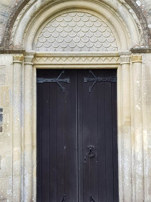 We have used our bespoke sandstone mortar to repair the pillars around the door of this church     Gallery Image