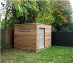 Iroko Box Garden store / posh shed with sliding door & frosted glass Gallery Thumbnail