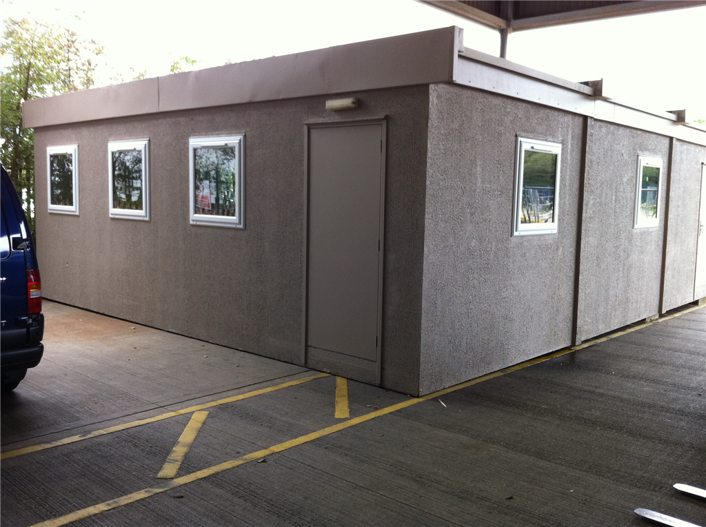 Fully refurbished timber texture 3 bay modular building. Gallery Image