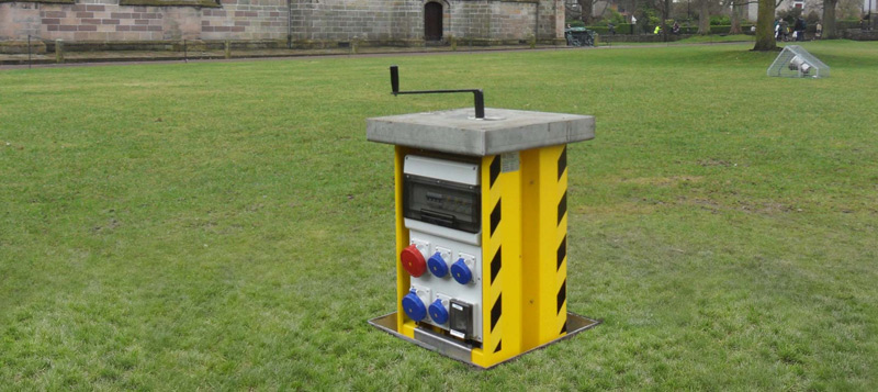 Outdoor power supply at Aberdeen University, provided by Pop Up Power Supplies® Gallery Image