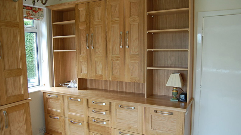 Solid Oak flat panelled beaded doors and drawers for a home/office. Gallery Image