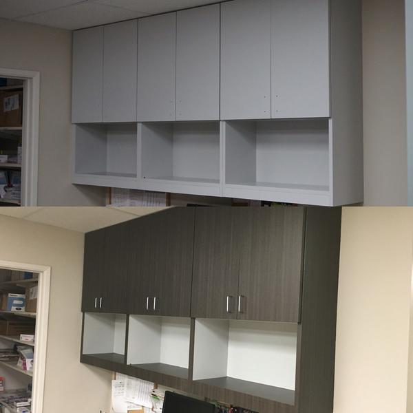 Instead or replacing the cupboards we covered them making them look brand new. Gallery Image