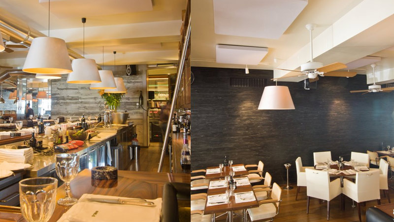 Acoustic panels in a restaurant ceiling setting Gallery Image