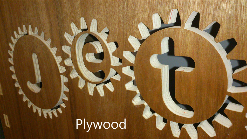 Plywood cut with Water Jet, 12mm thick.  Gallery Image