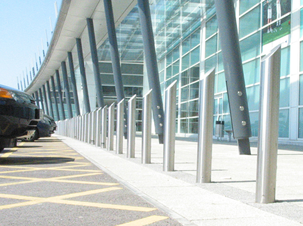 ZEN451 Zenith Sloped satin polished stainless steel bollards Gallery Image