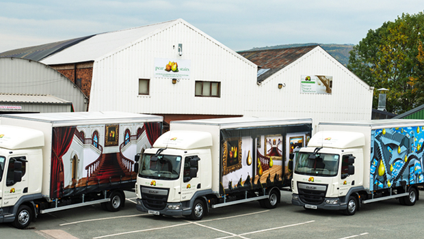 Pear Stairs' distinctive delivery vehicles outside the factory in Welshpool Gallery Image
