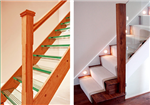 Left: A stunning staircase with glass treads (case study no. 149); Right: Walnut stairs with a glass balustrade (case study no. 5) Gallery Thumbnail