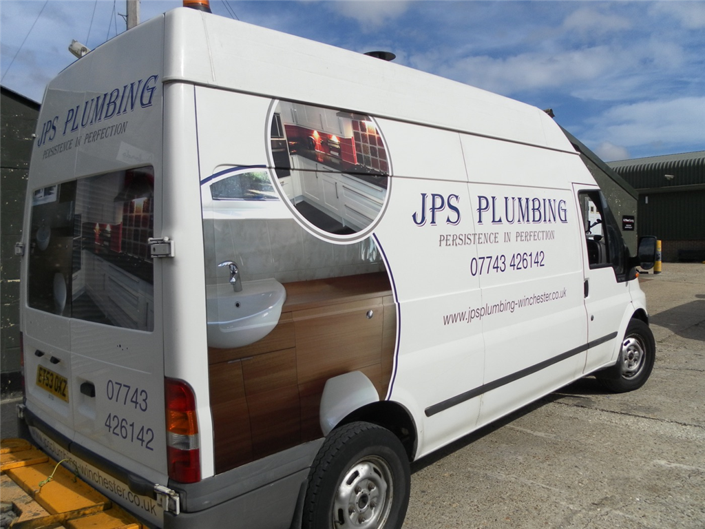 Trade workers Van vehicle livery graphics sign writing Gallery Image