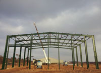 Steelwork erection using in-house mobile crane and access platforms. Gallery Image