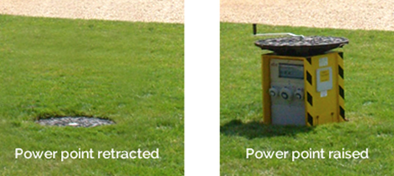 There when you need them, hidden when you don't. Pop Up Power Supplies® range of outdoor power supply units. Gallery Image