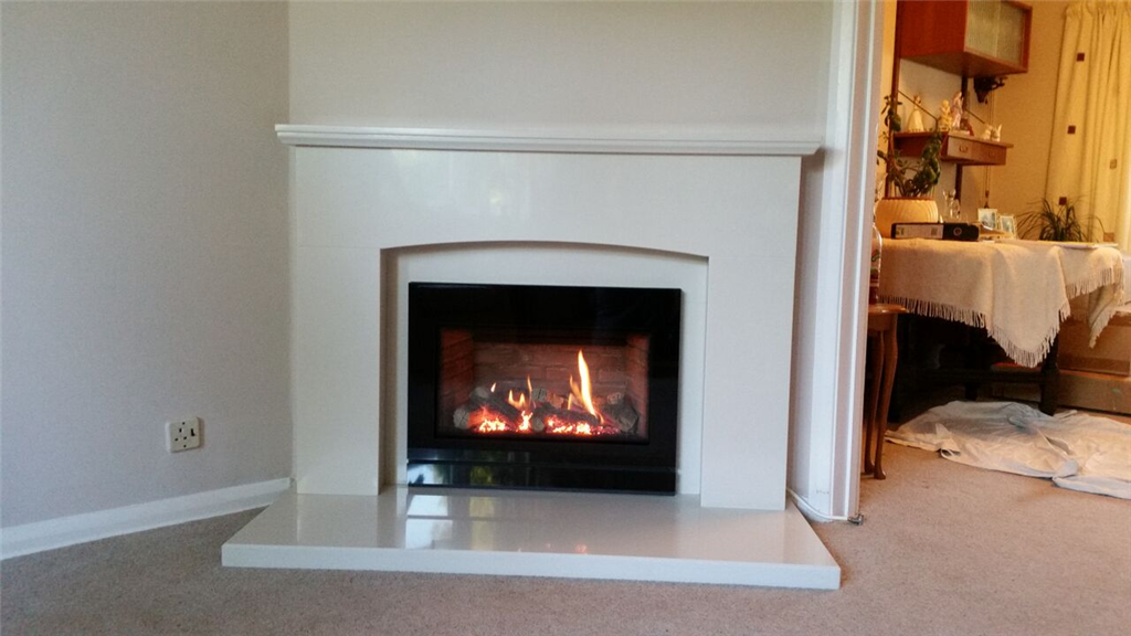 Marble fireplace and Gazco Riva 2 670 log effect gas fire  Gallery Image