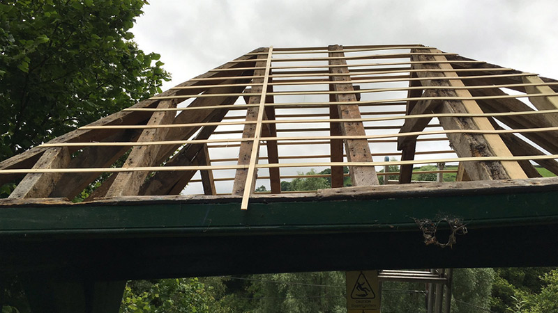 lathed ready for peg slating

Lych Gate 
Ashton Church
Higher Ashton
Teign Valley Gallery Image