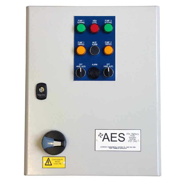 Automated Environmental Systems metal control panels, single or twin pumps with optional telemetry Gallery Image