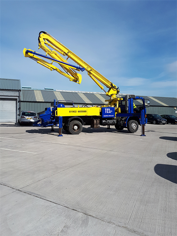 One of our 24 meter Concrete Boom Pumps for hire in and around the Midlands. Gallery Image