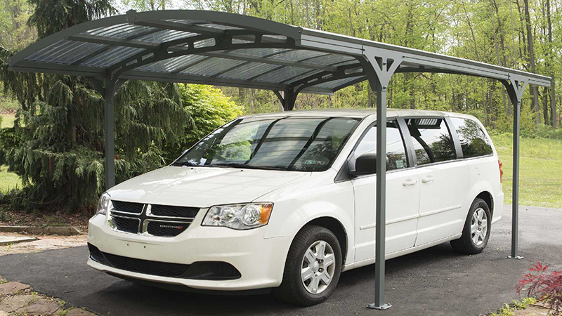 Curved roof grey carport Gallery Image