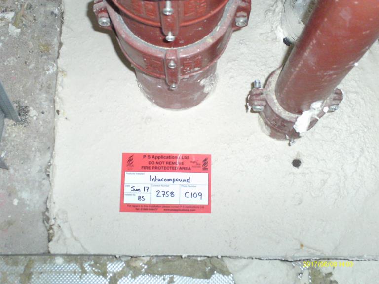 Intucompound structural fire stop in concrete floor Gallery Image
