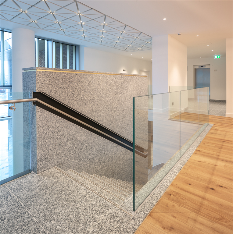 Serizzo Antigorio granite staircase, Exchange Court, Manchester. Gallery Image