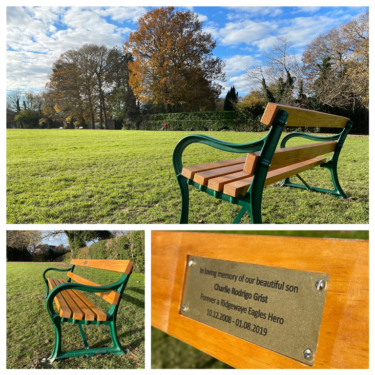 Avenue Bench with a Brass Personalised Memorial Plaque. Gallery Image