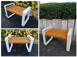 Hudson Bench. Metal Frame with Stained Wooden Slats. Gallery Thumbnail