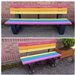 Personalised Rainbow Kingston and Rainbow Medlock Buddy Benches. Gallery Thumbnail