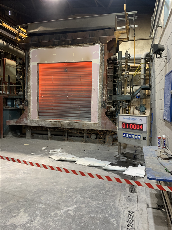 Fire shutter tested to a timber structure on 7th July 2020. 

E60 and E90 ratings can be achieved.  Gallery Image