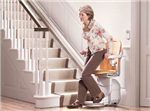 woman getting off a stair lift Gallery Thumbnail