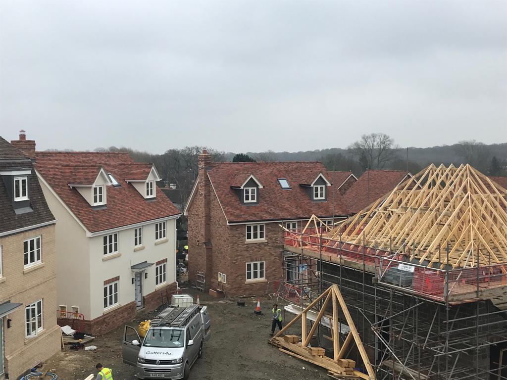 A combination of 5 and 6" seamless gutter installed to multiple plots on a new build development in Benfleet, Essex. Gallery Image