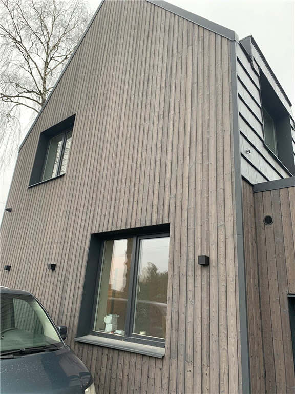 Light grey spruce charred timber cladding Gallery Image