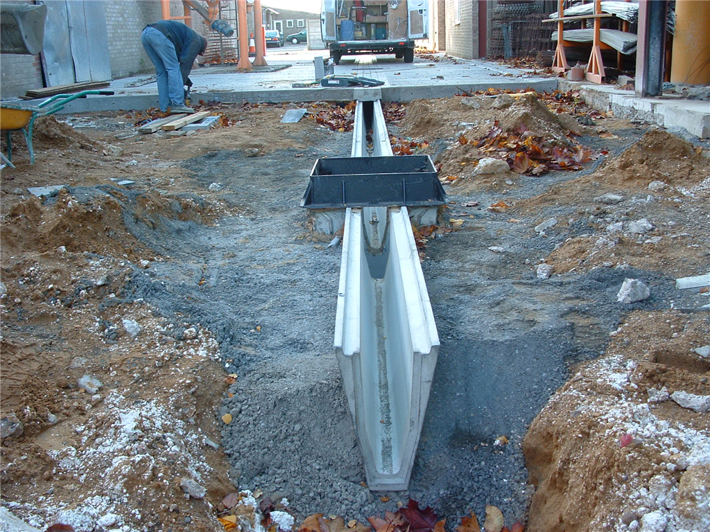 High capacity drainage channel being installed  Gallery Image