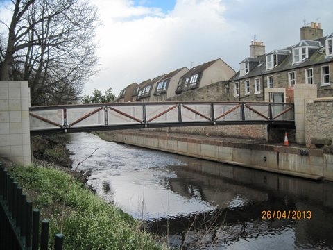 Bell Place Lifting Bridge Edinburgh. Bridge Span Lifts over 2M above flood level. Gallery Image