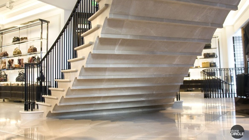 Corinthian marble staircase in Burberry's Regent Street store Gallery Image