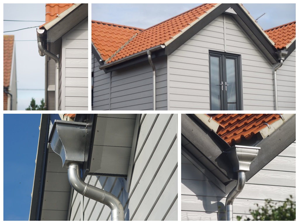 Stainless Large Half Round Guttering. Gallery Image