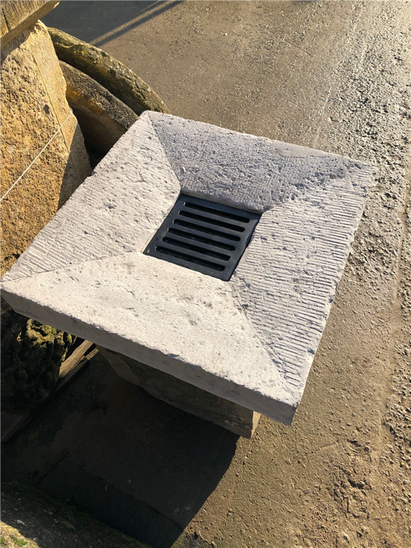 Our replica tapered drain to complement our gullies and flagstones. 18" x 18" square Gallery Image