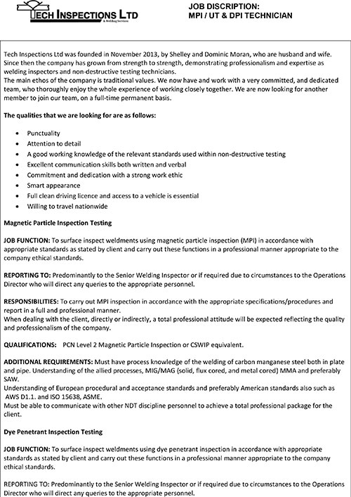 Tech Inspections Ltd & Welding Services Image